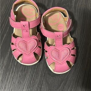 Stride Rite Pink Closed-Toe Sandals with Heart Design